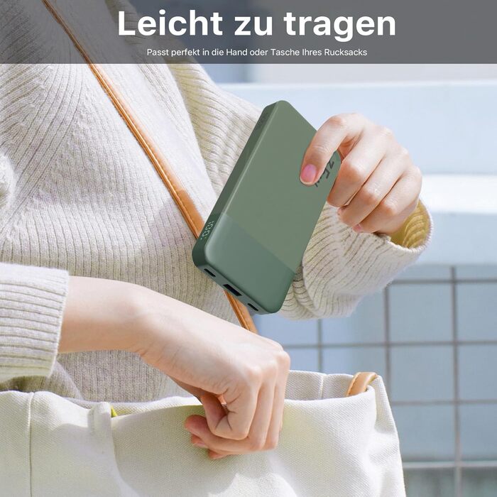 Power Bank NOBIS 35W 10000mAh з Digital Display, USB-C, Швидка зарядка PD/QC, для смартфонів, планшетів, камер (Зелений/Чорний)