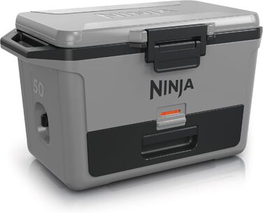 Ninja FrostVault Холодильник для пікніків 47л, преміум-якість, зберігає лід до 6 днів, вбудована шухляда для сухих продуктів, вміщує 80 банок, сірий, FB151EUGY