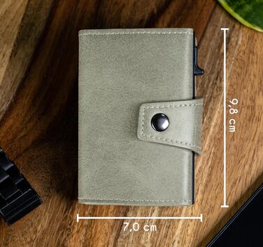 Чоловічий гаманець Slimfin® Maxi з відділом для монет - картхолдер - RFID захистом, пісочно-зелений