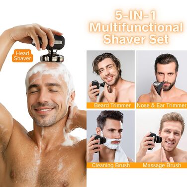 Електричний голчастий бритва BarberBoss для чоловіків з LED-дисплеєм, 5-в-1: голчастий, триммер для бороди та носа, QR-2025