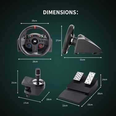 NITHO Drive Pro ONE: Ігровий кермо NITHO з педалями та перемикачем передач для PS4, PC, Xbox One, Xbox Series X|S та Switch. 270 градусів, Zero Dead Zone.