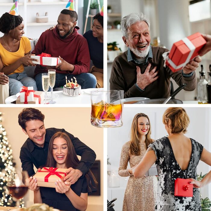 Набір склянок для віскі з нерівними складками, 250 мл. Стильні келихи для скотчу, бурбону, рому. Ідеальний подарунок для тата, чоловіка, друзів. Набір з 6 кольорових склянок.