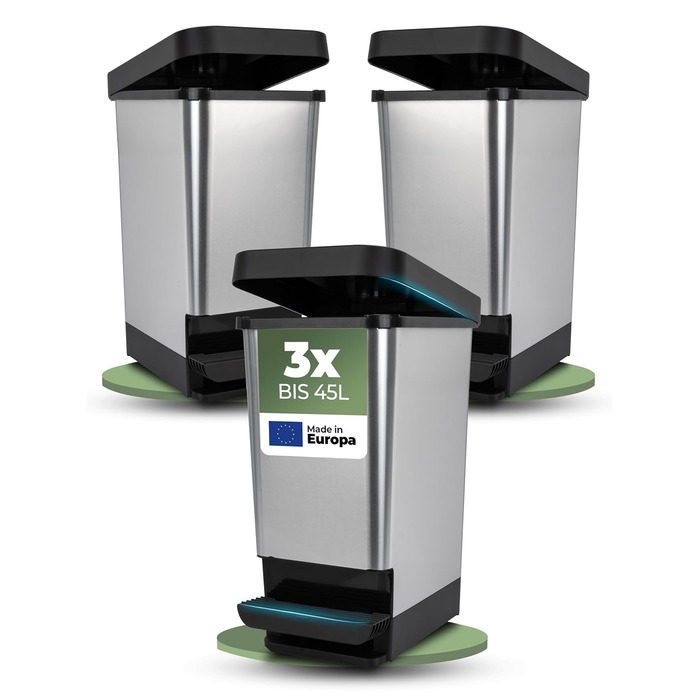 Нівалідний відро для сміття 45л з педаллю - сталевий відро для сміття з кришкою для кухні та інших приміщень