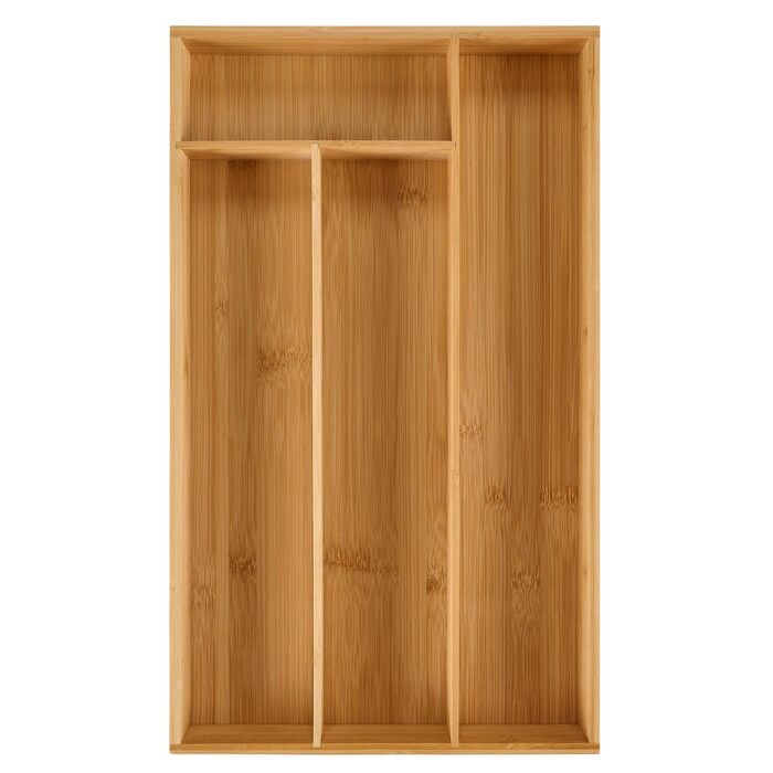 Органайзер для столових приборів Blumtal з бамбука, розсувний, 5-7 відділень, для кухонних шухляд (49x27 см, сумісний з IKEA Maximera)