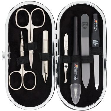 Набір манікюру DREI SCHWERTER 'Vittoria' 7 предметів - німецька якість | Манікюрний набір у футлярі з екошкіри (винний)