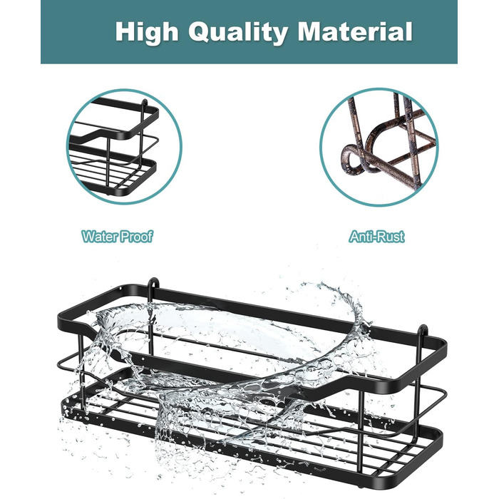 Golden Bell Shower Shelf, Over-the-Door Shower Shelf (No Drilling), Shampoo Holder for Shower, Adjustable Hanging Shower Shelf 3 Tiers Over the Door Glass Wall for Bathroom, Black
