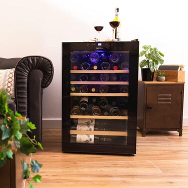 Cecotec 48-Bottle Wine Cooler - GrandSommelier 36000 - 95 Liter Compressor Wine Fridge with Adjustable Temperature, Touch Control, LED Lighting & Quiet Operation