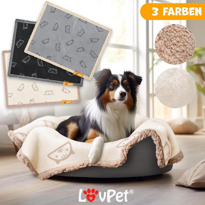 Водонепроникний плед для собак Lovpet® з флісу, плед для котів + 3 іграшки для жування, для собак та котів середніх та маленьких порід, 127 x 101 см, L, ручне прання, двосторонній захист дивану (Бежевий)