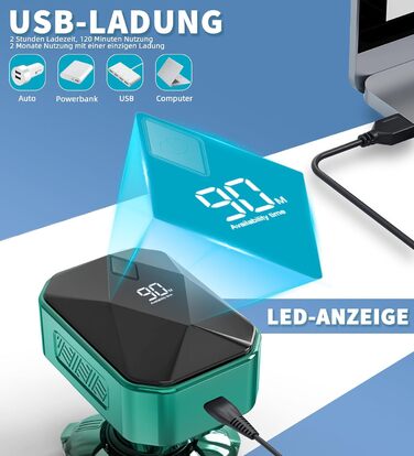 Електричний голкострум для чоловіків Luctry Glatzen Rasierer, 5D голкострум для чоловіків з лисою головою, водонепроникний IPX7, темно-зелений