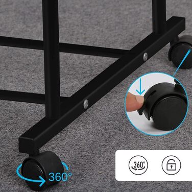 Clothes Rack, Rolling Garment Rack with 2 Clothes Rods, 2 Shelves for Boxes (Black)