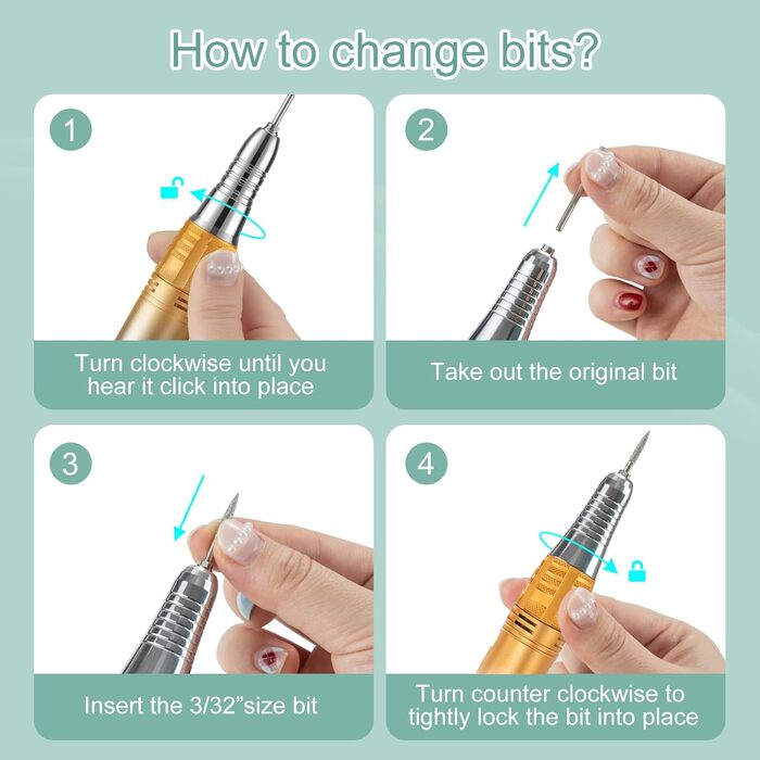 Електричний апарат для манікюру та педикюру Madenia TouchPro – 35000 об/хв, з LED-дисплеєм, 6 насадок, для гелевого манікюру