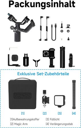 FeiyuTech SCORP Mini 3 Pro Kit – 3-осьовий стабілізатор з пультом ДУ, AI-трекінг, сумка, для камер Canon/Sony/Nikon/Panasonic/Fujifilm, смартфонів та екшн-камер