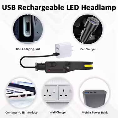 Налобний ліхтар Pristar LED, акумуляторний, 2 шт, USB зарядка, 5 режимів, для бігу та кемпінгу