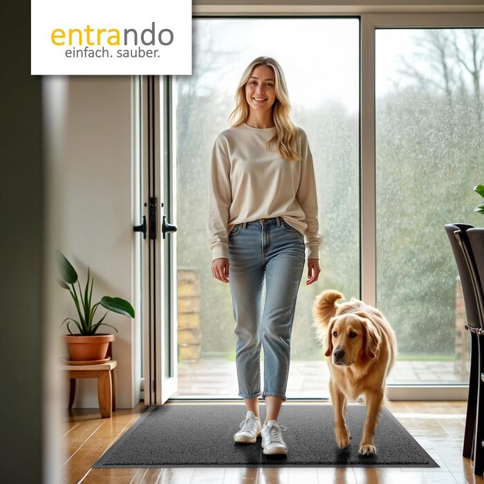 Килимок для дому та вулиці 60x90 см – антиковзаюча, легко миється – ідеально для входу або балкону (Антрацит)