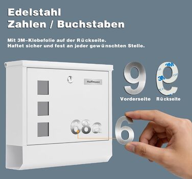 Поштовий ящик Zedelmaier Anthrazit RAL 7016 з газетницею та індивідуальним табличкою з нержавіючої сталі та 3D номером будинку, сучасний, стійкий до погодних умов, подвійне порошкове покриття