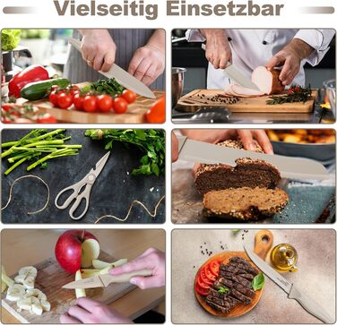 Набір ножів Joyfair 15 предметів з бруском, з високоякісної нержавіючої сталі, кухонний набір ножів для нарізки та подрібнення (Хакі)