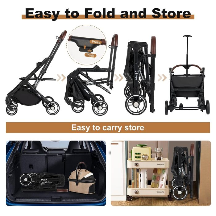 Дитяча коляска для домашніх тварин: собак та котів, компактна, складна, сірого кольору