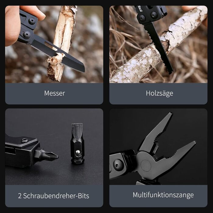 NexTool Multitool, 11-in-1 Multitool Tool, Folding Stainless Steel, Multifunction Tool with Knife, Scissors, Bottle Opener, and Wood Saw, 9 Screwdrivers, Nylon Pouch for Gifts for Men (Pliers)