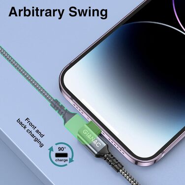 Кабель USB-C на USB-C 3м, 100W, 90° з E-Mark для Macbook, iPad, Samsung, Huawei