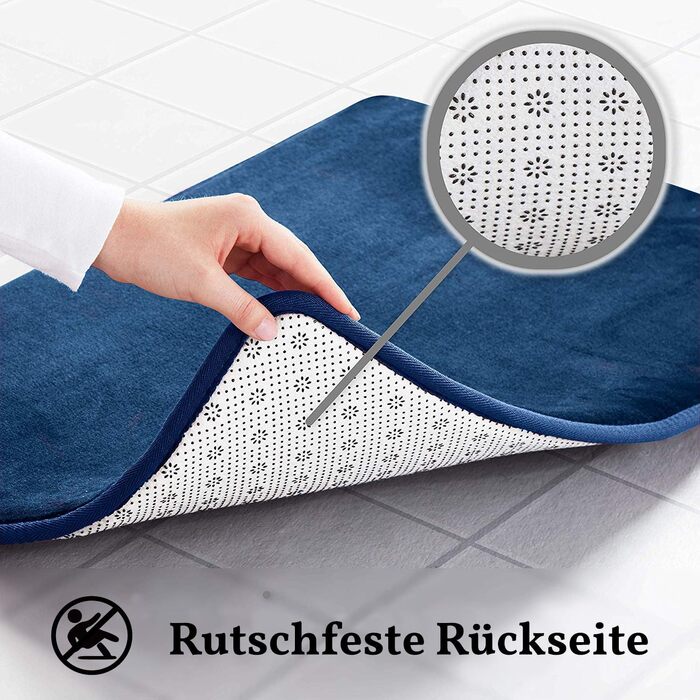 М'який килимок для ванної кімнати Wolke sieben з ефектом пам'яті (Memory Foam), протиковзний та гігроскопічний, синій, 43 x 153 см