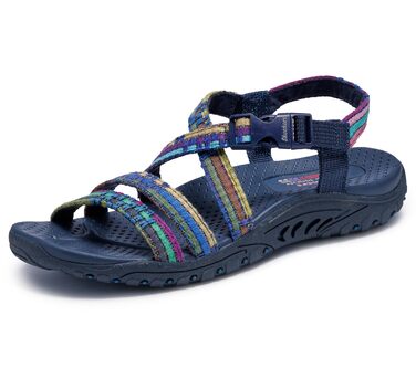 Сандалі жіночі Skechers Reggae Sew Me Boho плетені з ремінцями, блакитно-різнокольорові, розмір 37.5 EU