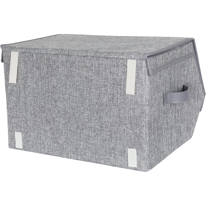 SONGMICS Storage Box, 2-Piece Set, Folding Box, Stackable Fabric Box with Magnetic Flip Lid, Metal Frame, 38 x 26.5/35 x 25, Grey-Beige RLB02GY