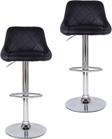 Dibea 2-Piece Swivel Bar Stool Set - Adjustable Height, 130kg Capacity, Black