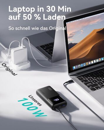 Портативний зарядний акумулятор INIU 100W 25000mAh з USB-C, сумісний з MacBook, iPad, iPhone, DJI та іншими пристроями. Чорний
