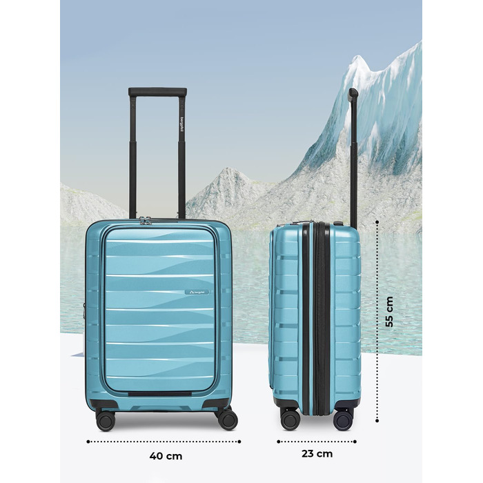 Чемодан середнього розміру з жорстким корпусом | Розкладний валіза-тележка 45 x 27 x 66 см з високоякісного поліпропілену | Унісекс, вага 3,7 кг | Подвійні колеса & TSA-замок (Travel) | Відділення для ноутбука (55 см)