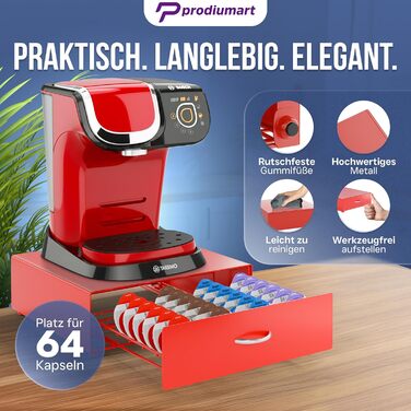 Тримач для капсул Tassimo Prodiumart – елегантний диспенсер на 64 капсули (червоний)