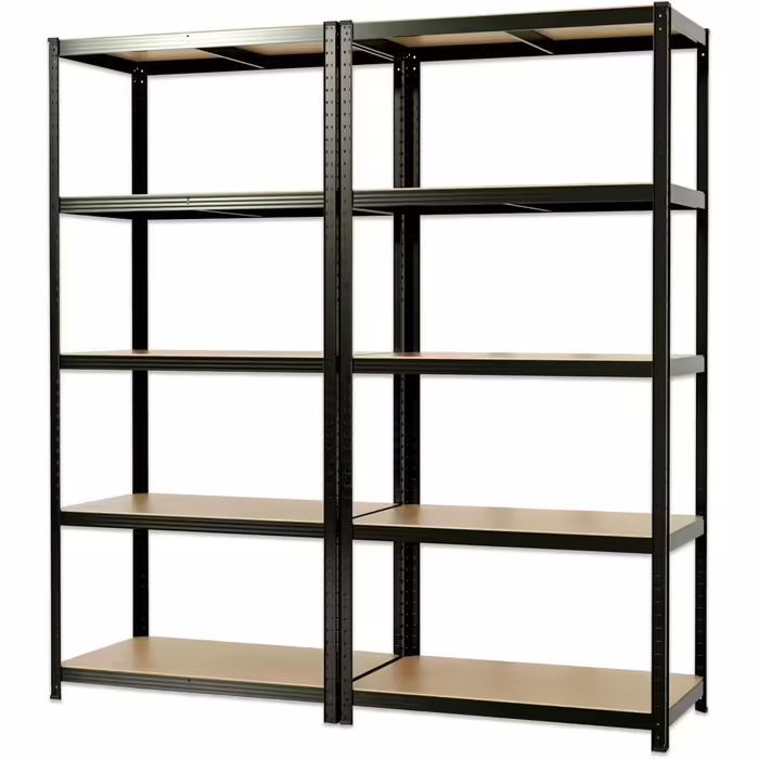 OfficeMarshal Heavy-Duty Shelving Unit - Lakota (200 x 120 x 60 cm, Black)