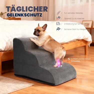 Сходинки для собак Mora Pets: зручні та безпечні для маленьких собак, 3 сходинки, 40 см, знімний, водостійкий чохол