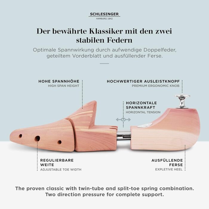 Schlesinger - TESTSIEGER - Premium Men's Shoe Trees made of fine cedarwood for optimal shoe care - Kaiser Model - Includes Free Shoe Care E-Book