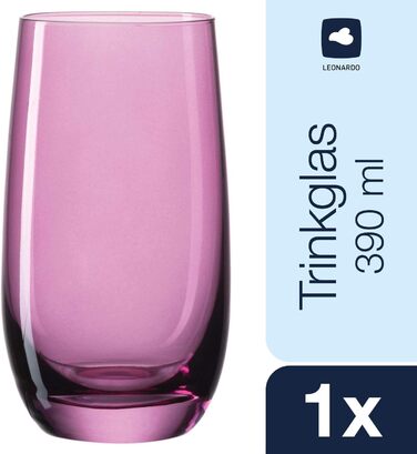 Leonardo Sora Drinking Glasses, Set of 6, Colorful Glass Set, Dishwasher-Safe Juice Glasses, Water Glasses, Drinking Cups in 6 Colors, 390 ml, Assorted Colors, 047287