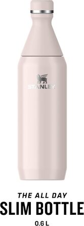Фляга Stanley All Day Slim з нержавіючої сталі 0.6L - Термофляга, охолоджує до 6 годин, 11 годин з льодом, без BPA, не протікає, придатна для миття в посудомийній машині - Колір: Рожевий Кварц