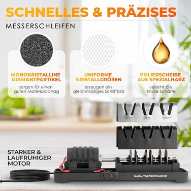 Електричний точило для ножів AUSTEIN® Diamant TG2202 - 3 фази, 20 градусів, з магнітним збором стружки