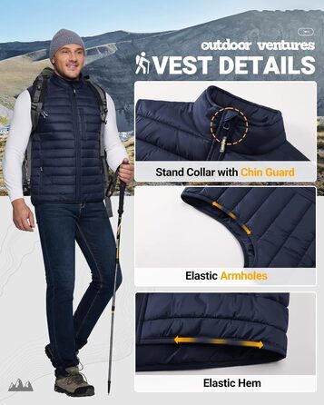 Чоловіча степна жилетка Outdoor Ventures - тепла, легка, для спорту та активного відпочинку (гольф, біг, походи) - темно-синій, XXL