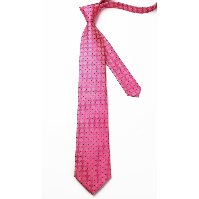 HISDERN Комплект краватки та нагрудного хустинки в клітинку для чоловіків (Фуксія Рожевий)