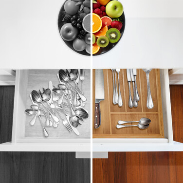 Relaxdays Extendable Bamboo Cutlery Box