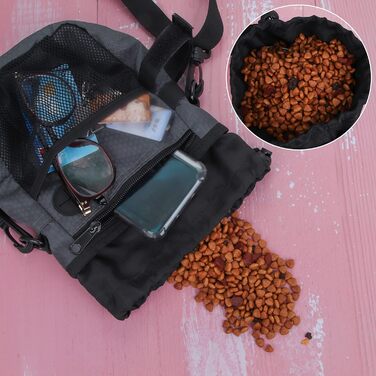 Сумка для ласощів для собак SLSON з портативним мискою, сумка-переноска для води, сумка для дресирування цуценят з регульованим ремінним та плечовим ременем для прогулянок та подорожей