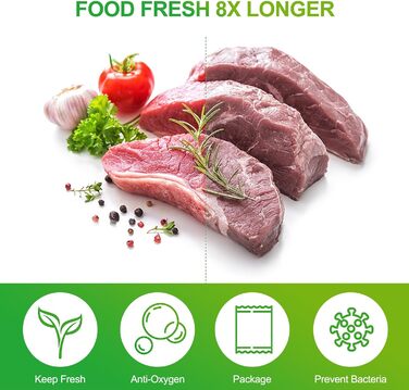 Trintion Vacuum Bags, 200 Bags 20x30cm Vacuum Bags for all Vacuum Sealers & Food Vacuum Sealer, Extractable Packaging Design, Cookable Sous Vide Freezer Bags, Embossed Air Channels