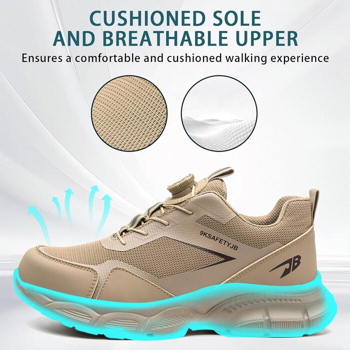 Черевики робочі чоловічі/жіночі S3 Explorer 3.0, легкі, дихаючі, з швидкою застібкою, сталевий підносок, 46 EU, хакі