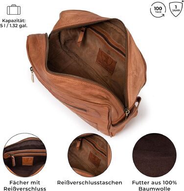 Шкіряна косметичка для подорожей Berliner Bags Vintage Paul, унісекс, коричнева (1 відділення)