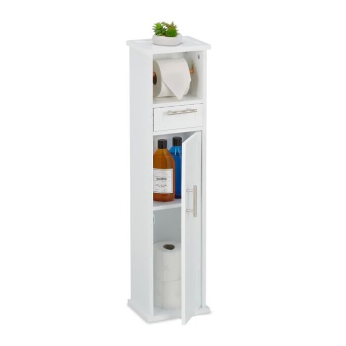 Relaxdays White Standing Toilet Paper Holder
