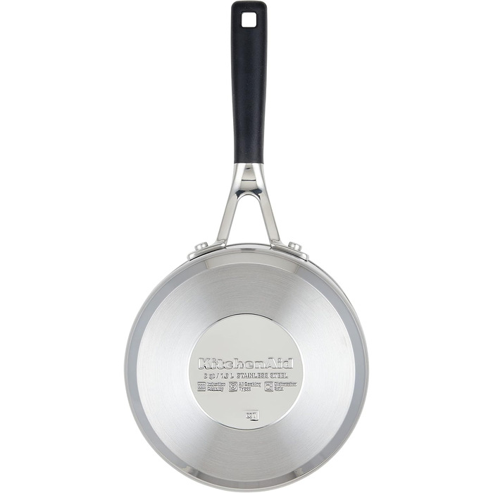 Набір кухонного посуду KitchenAid з нержавіючої сталі, 10 предметів, з полірованою поверхнею (каструля з ручкою 2 літри)