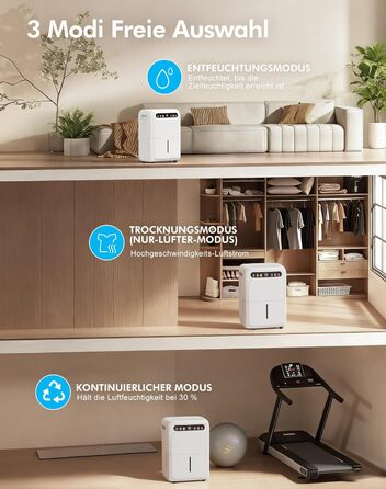 Електричний осушувач повітря з функцією сушіння білизни, тихий, з автоматичним контролем вологості, таймером, шланг 1м, для квартири до 120 м³, гарантія 10 років (20л)