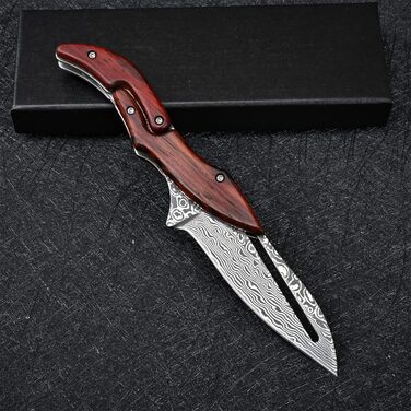 VG10 Damascus Steel Folding Pocket Knife for Men EDC Camping Outdoor Knife (Rückbiegung)