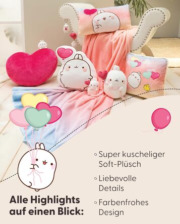 Дитяча плюшева подушка NICI MOLANG 43x25 см, м’яка іграшка для хлопчиків, дівчаток і малюків, кольорова, для дому, садка та подорожей