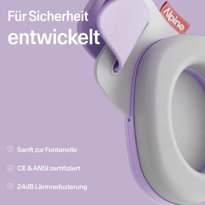 Захисні навушники Alpine Muffy Baby Komfort для дітей до 48 місяців - навушники для захисту від шуму, фіолетовий колір
