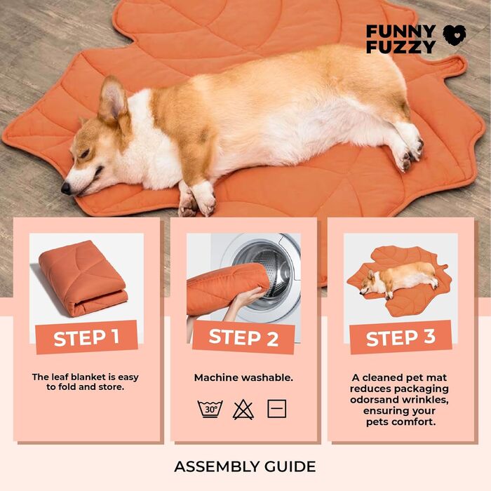 М'який килимок для собак та котів FUNNY FUZZY з дизайном листя, двосторонній, для ліжка, дивану, підлоги, захист меблів, гінкго-жовтий (клен-червоний)